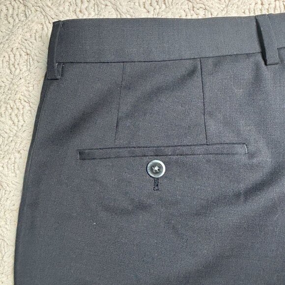 Hugo Boss Mens Modern Fit Wool Pants Size w36 L31 Navy Blue Flat Front Trousers - Picture 7 of 12